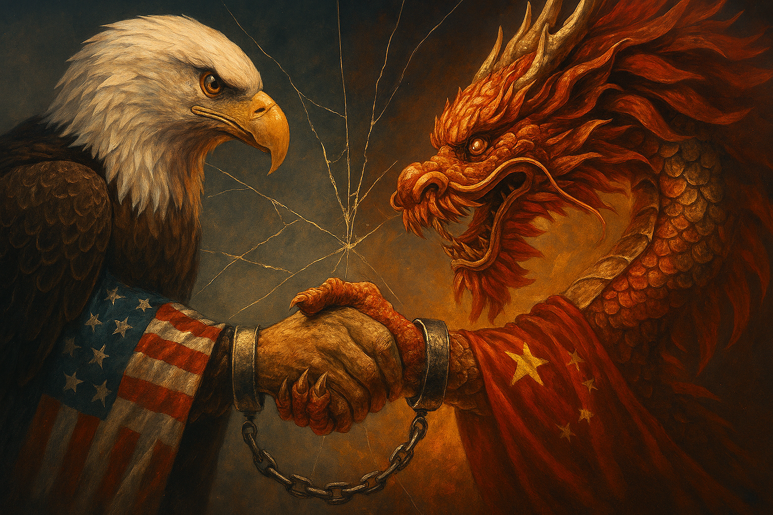 Cinematic imagery symbolizing U.S.–China trade paradox