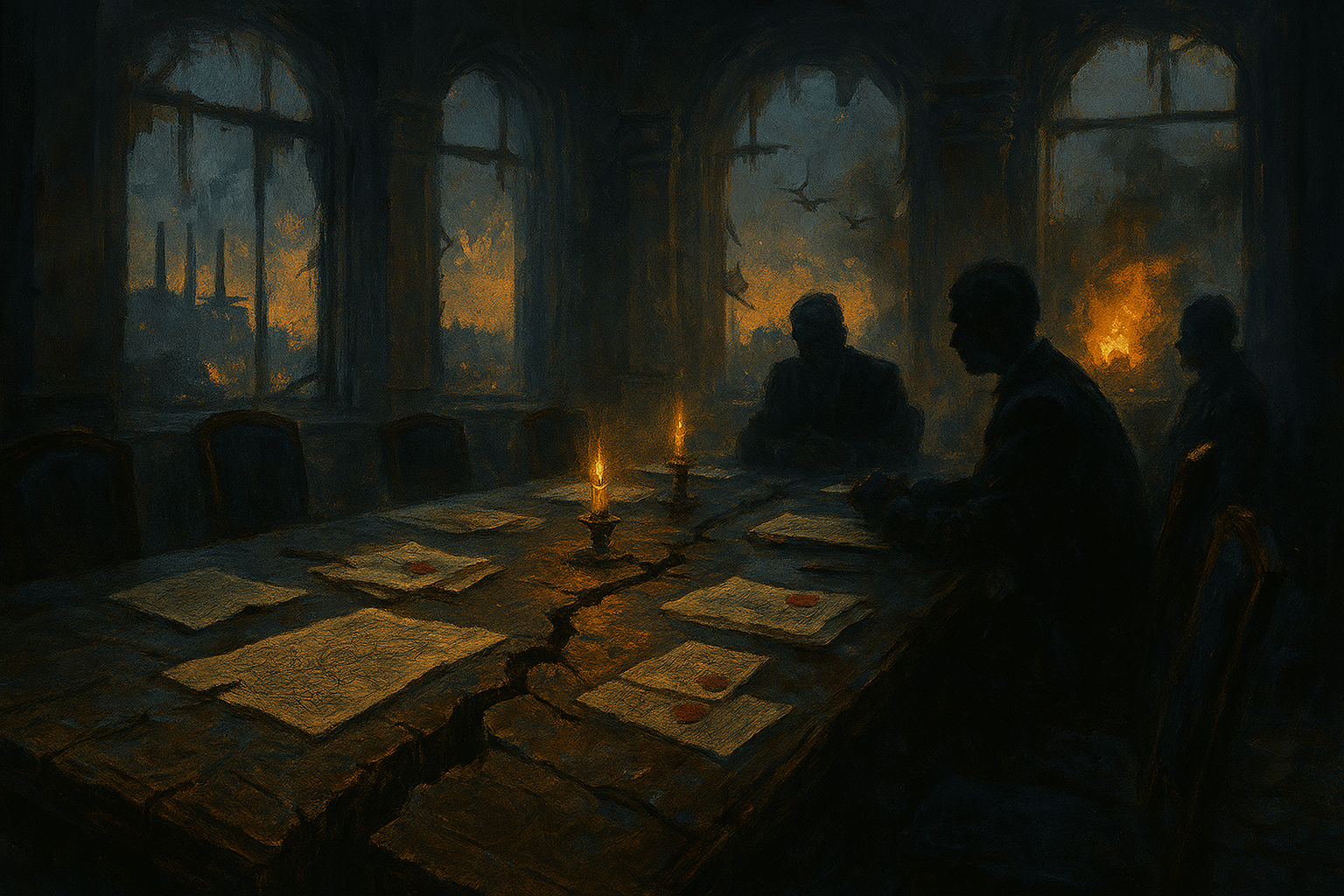 Cinematic imagery symbolizing Ukraine’s corruption and peace paradox